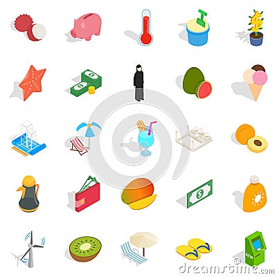 Arabian icons set, isometric style Vector Illustration