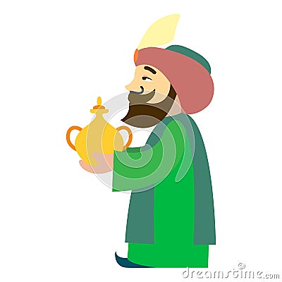 Arabian king Balthazar icon, cartoon style Vector Illustration