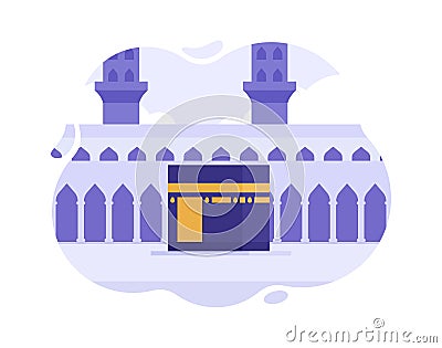 Arabian moslem kaba mecca with modern cartoon flat style vector, Islamic Qaabah Building Icon Concept Vector Illustration