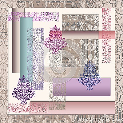 arabian motif colorful silk scarf design Stock Photo