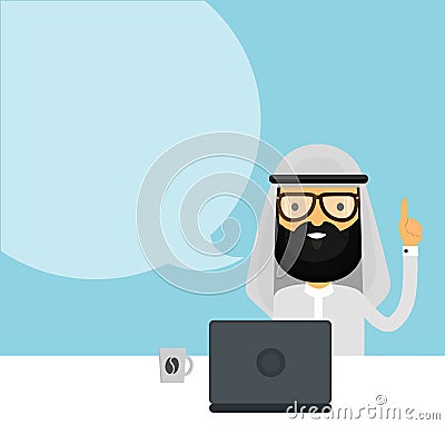 Arabian muslim businessman. Vector flat Vector Illustration