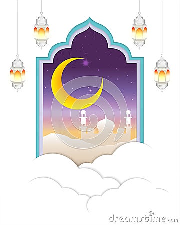 Arabian night with cloud Vector Illustration