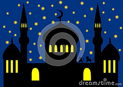 Arabian night - mosque Stock Photo