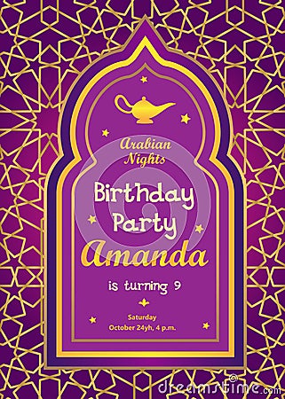 Arabian nights birtday invitation Stock Photo