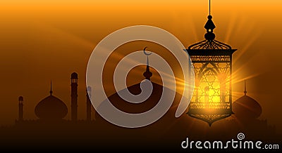 Arabian nights ramadan kareem islamic background Vector Illustration