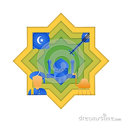 Arabian papercut illustration free for commercial use Vector Illustration