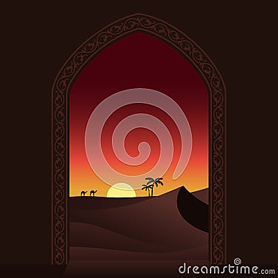 Arabian sunset Vector Illustration