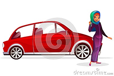 Arabian woman buy car vector illustration Vector Illustration