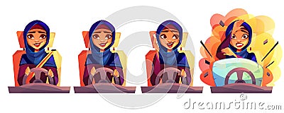 Arabian woman driving car vector illustration Vector Illustration