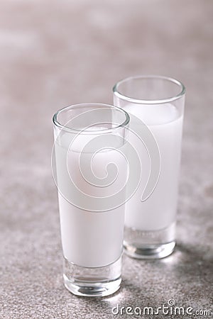 Alcohol Raki with anis. Turkish, Greek aperitif arak, Ouzo Stock Photo