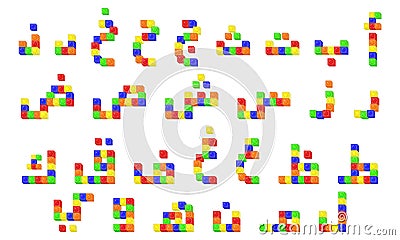 Arabic Alphabet letters colorful blocks pack Vector Illustration