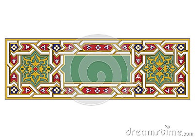 Arabic arabesque decorative texture Islamic ornamental colorful design detail of mosaic illustration geometric Vector Illustration