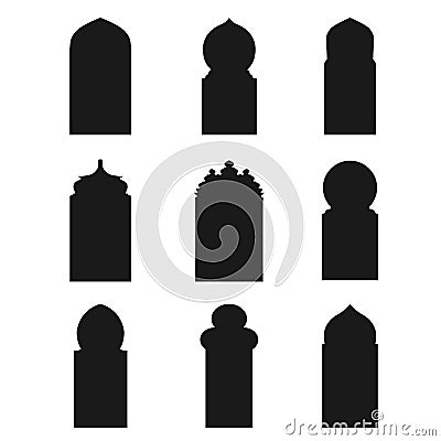 Arabic arch windows and doors , silhouettes Stock Photo