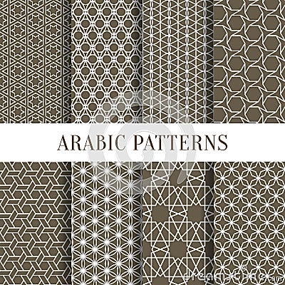 Arabic or asian seamless pattern set from simple geometric shapes. Vector illustration for your personal design project Vector Illustration
