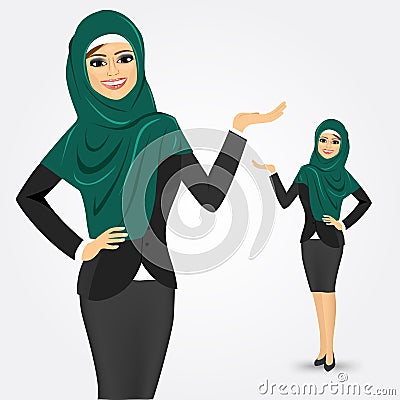 Arabic business woman showing something Vector Illustration