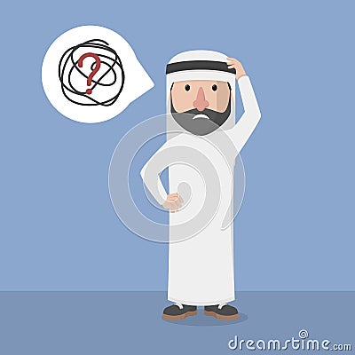 Arabic Businessman Confused Mind Color Illustration Vector Illustration