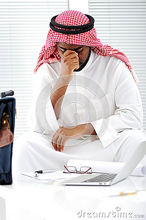 Arabic businessman stressed Stock Photo