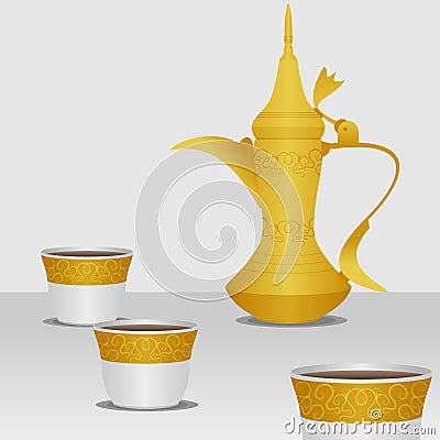 Traditional Arab Coffee Vector Illustration Vector Illustration