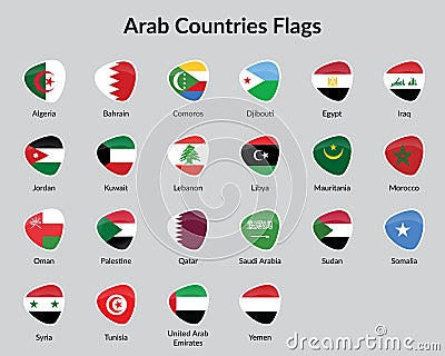 Arabic countries flags Vector Illustration