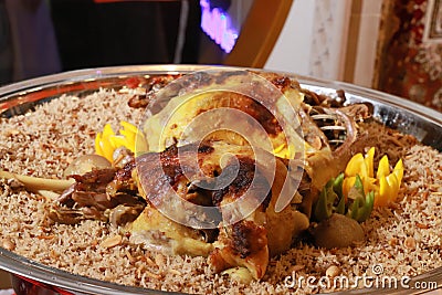 Arabic cuisine, rice with lamp meat Stock Photo