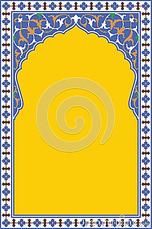 Arabic Floral Arch. Traditional Islamic Background. Mosque decoration element. Vector Illustration