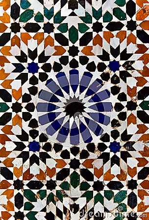 Arabic floral marble mosaic tile texture Stock Photo
