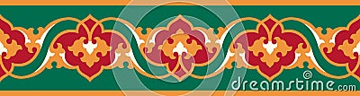 Arabic floral seamless border. Traditional islamic design. Vector Illustration