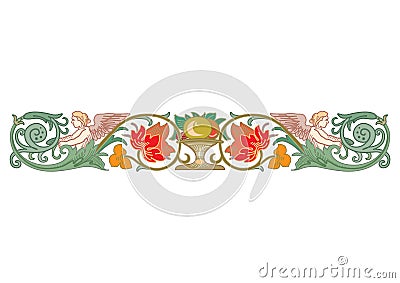 Arabic Floral Seamless Border. Traditional Islamic Design. Mosque decoration element. - Vector Vector Illustration