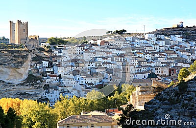 Arabic fortress in Spanish Alcala del Jucar Stock Photo