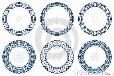 Arabic geometric round patterns set Vector Illustration