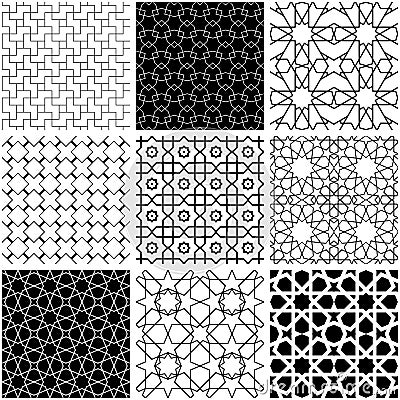 Arabic geometric style in black and white Vector Illustration