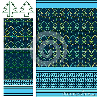 Arabic idea pine tree connect seamless pattern Vector Illustration