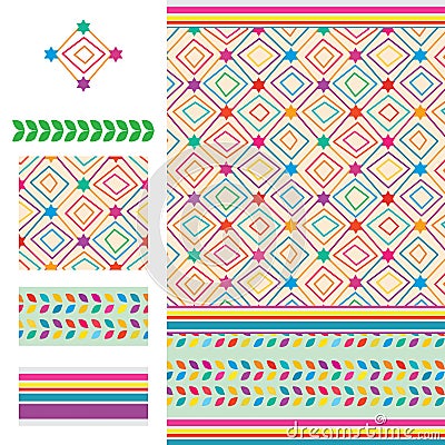 Arabic idea six star coloful modern seamless pattern Vector Illustration