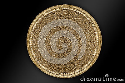 Arabic and Indian round Gold Hand Beaded and Handmade Placemats Stock Photo