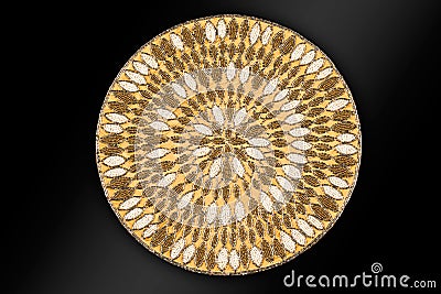 Arabic And Indian Round Gold Hand Beaded And Handmade Placemats Stock Photo