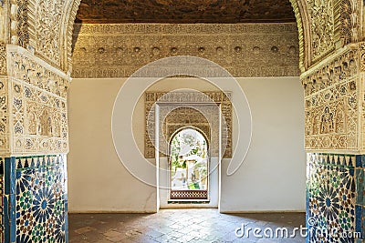 Arabic interior of The Hall of the kings in Alhambra palace complex, Granada, Spain Editorial Stock Photo