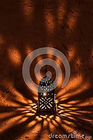 Arabic lamp with beautiful lights in the background Stock Photo