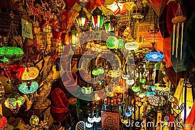 Arabic lamps and lanterns in the Marrakesh, Morocco Stock Photo