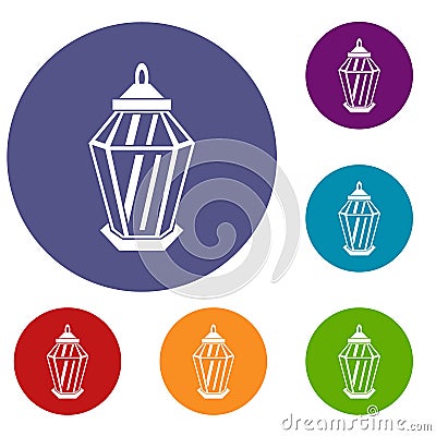 Arabic lantern icons set Vector Illustration