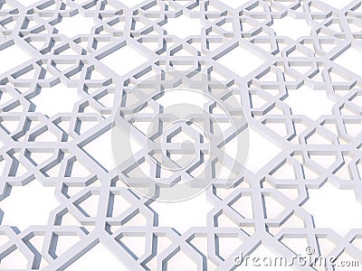 Arabic latticework with white background and white drawings 3d representation Stock Photo