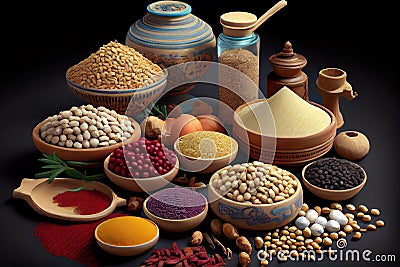Arabic Market with Spices and Herbs AI Generative Stock Photo