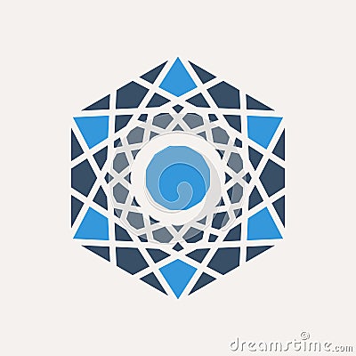 Arabic Mosaic Geometric Emblem Vector Illustration