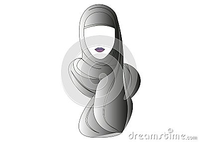 Arabic muslim woman in hijab, drawing on a white background Vector Illustration