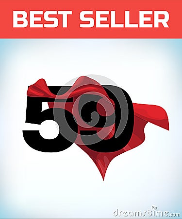 Arabic number fifty nine in the red cloak of the winner of the super hero. - Vector Vector Illustration