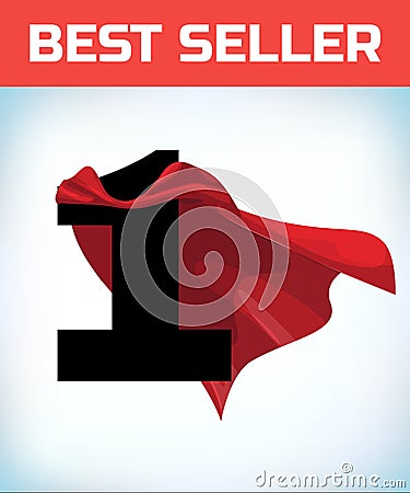 Arabic number one in the red cloak of the winner of the super hero. - Vector. First place Vector Illustration