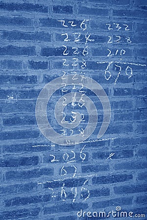 Arabic Numbers in the grey wall Stock Photo