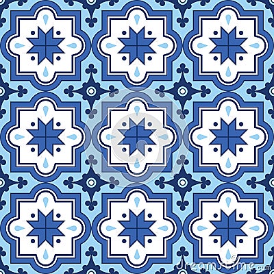 Arabic pattern, Moroccan blue tiles design Stock Photo