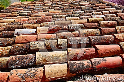 Arabic roof tiles pattern texture in Teruel Spain Stock Photo