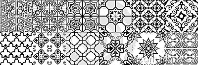 Arabic seamless pattern. Geometric islamic ornament, ramadan pattern and arab ornaments vector set Vector Illustration