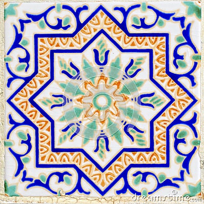 Arabic style ceramic wall decoration Stock Photo